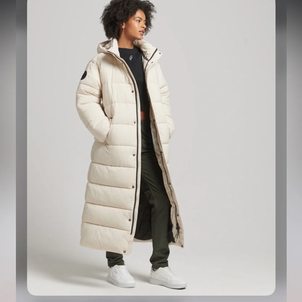 Superdry Cocoon Longline Puffer Coat - Picture 1 of 2